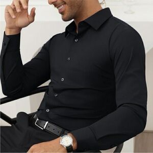 Spaidersilk Men’s Luxurious Long sleeve Black Button Up Shirt Size small